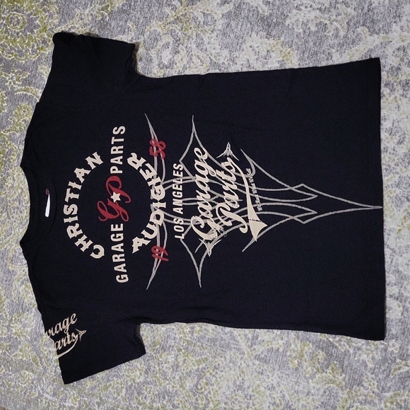NWT Christian Audigier Garage Parts Men's Small Tshirt Race Auto Skull